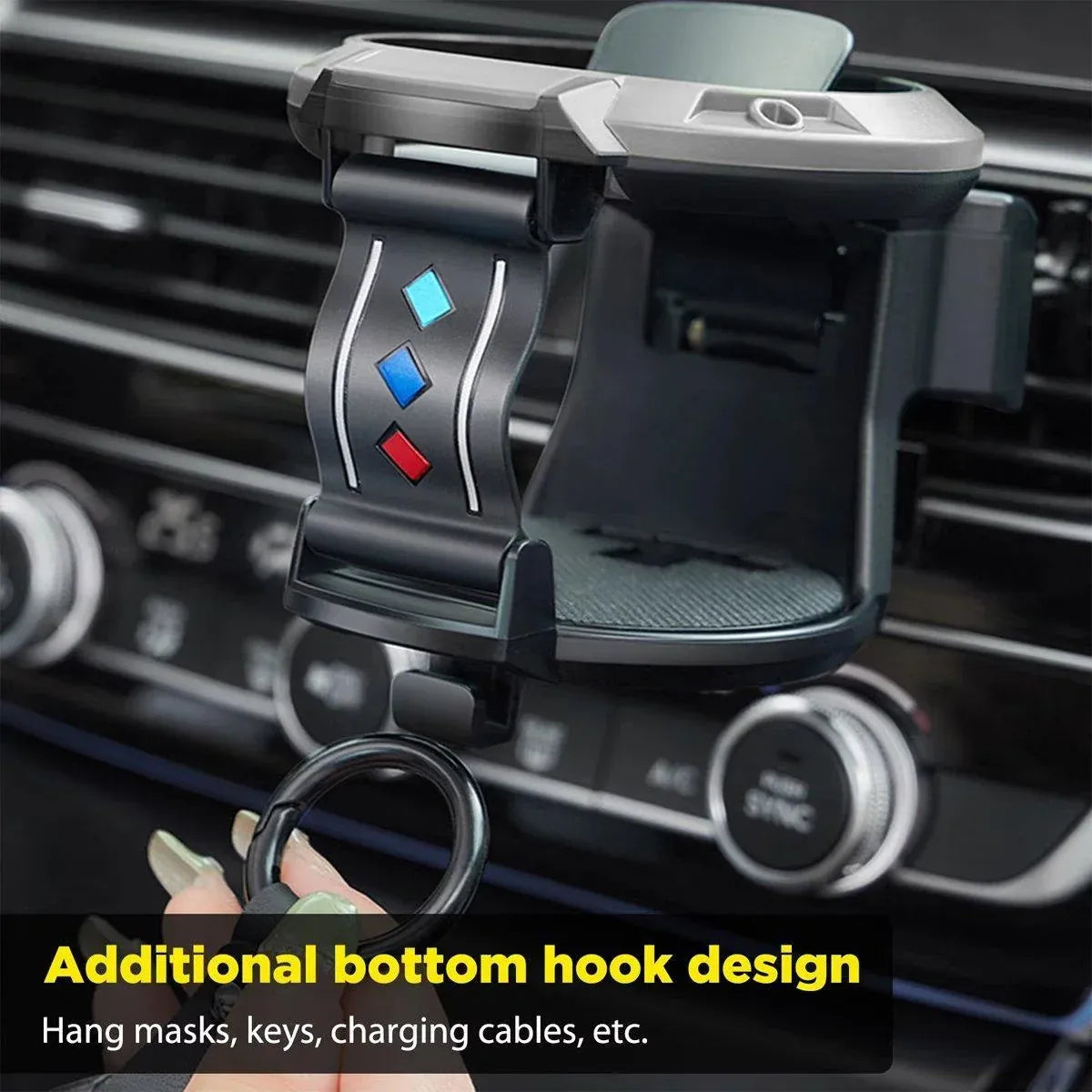Premium Universal Car Air Vent Cup Holder with Hook Bracket