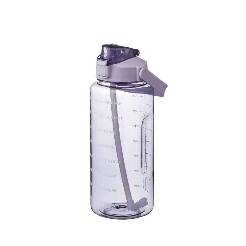 Premium Purple 2L Motivational Water Bottle with Straw and Time Markings