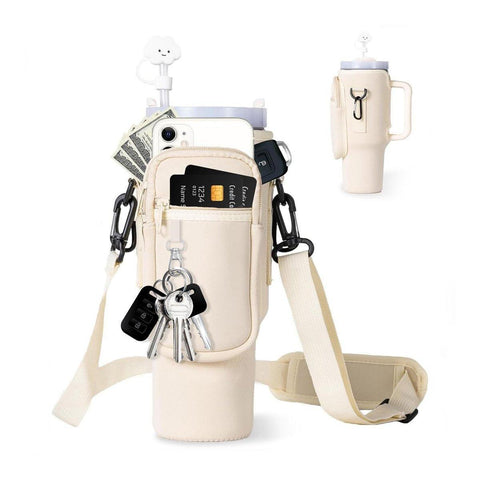 Premium Beige Neoprene Cup Sleeve Travel Bag for 40oz Tumbler