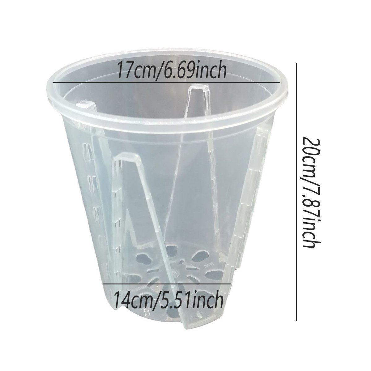 10x Clear Plastic Orchid Pots 17cm for Phalaenopsis Root Aeration & Drainage