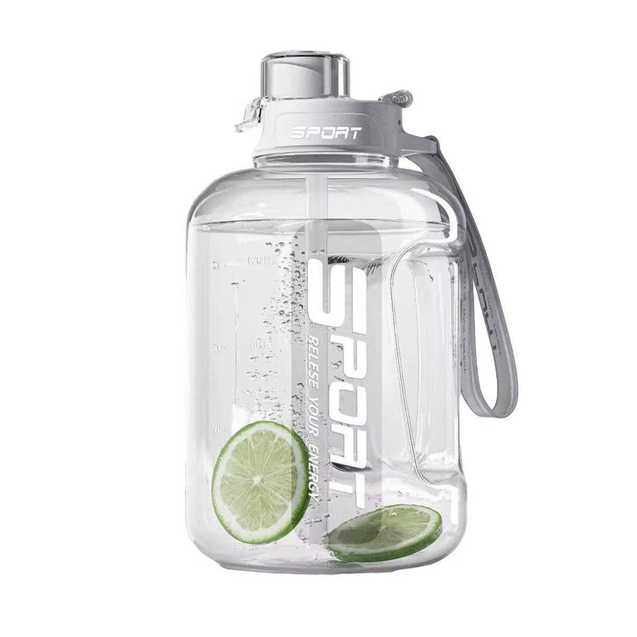 Premium White 2.5L Large Capacity Sports Water Bottle with Straw