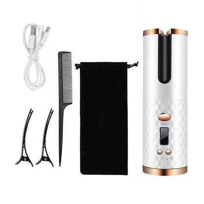 Premium Cordless Auto Rotating Hair Curler Iron with Ceramic Barrel - Colourful