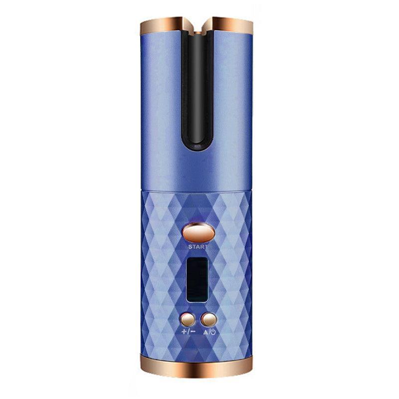 Premium Cordless Auto Rotating Ceramic Hair Curler with LCD Display - Grey