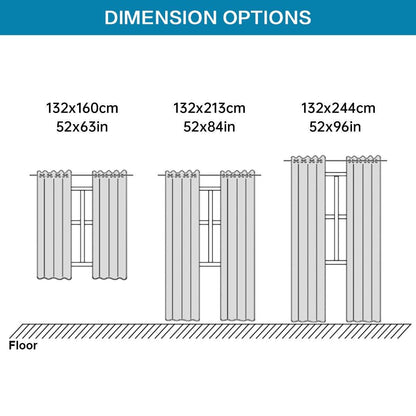 High Precision Shading Solid Colour Curtains 2pcs Semi Blackout 132x213cm - Black