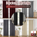 Elegant Semi Blackout Curtains 2pcs Solid Colour Drapes 132x244cm - Black - SuperSaverAU - view 1