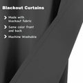 Elegant Semi Blackout Curtains 2pcs Solid Colour Drapes 132x244cm - Black - SuperSaverAU - view 4