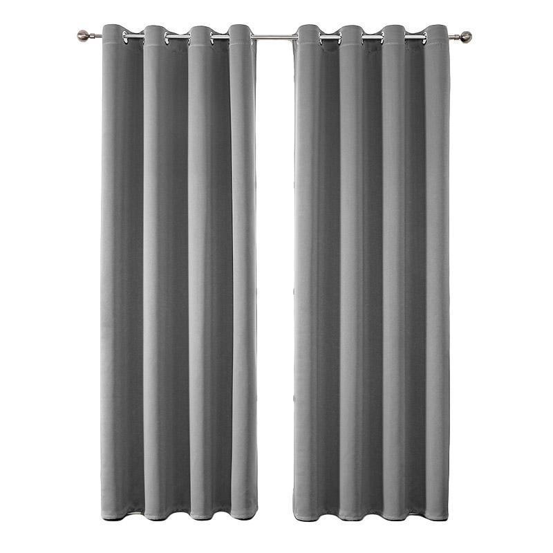 Elegant Semi Blackout Curtains 2pcs Solid Colour Drapes 132x244cm - Black