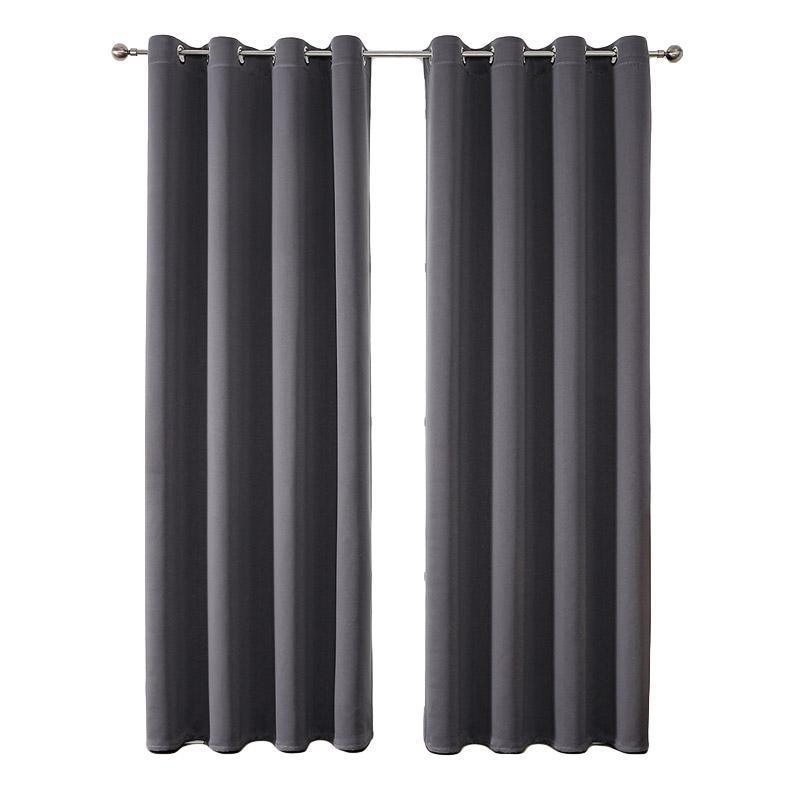Elegant Semi Blackout Curtains 2pcs Solid Colour Drapes 132x244cm - Black