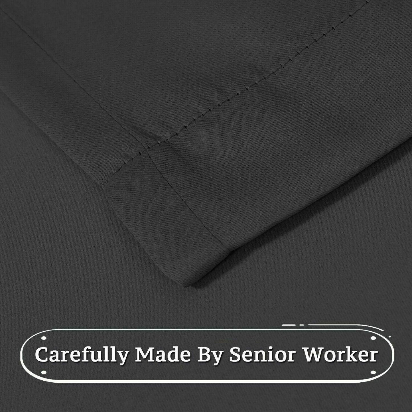 Dark Grey Semi Blackout Curtains 132x160cm - 2pcs Solid Colour Drapes