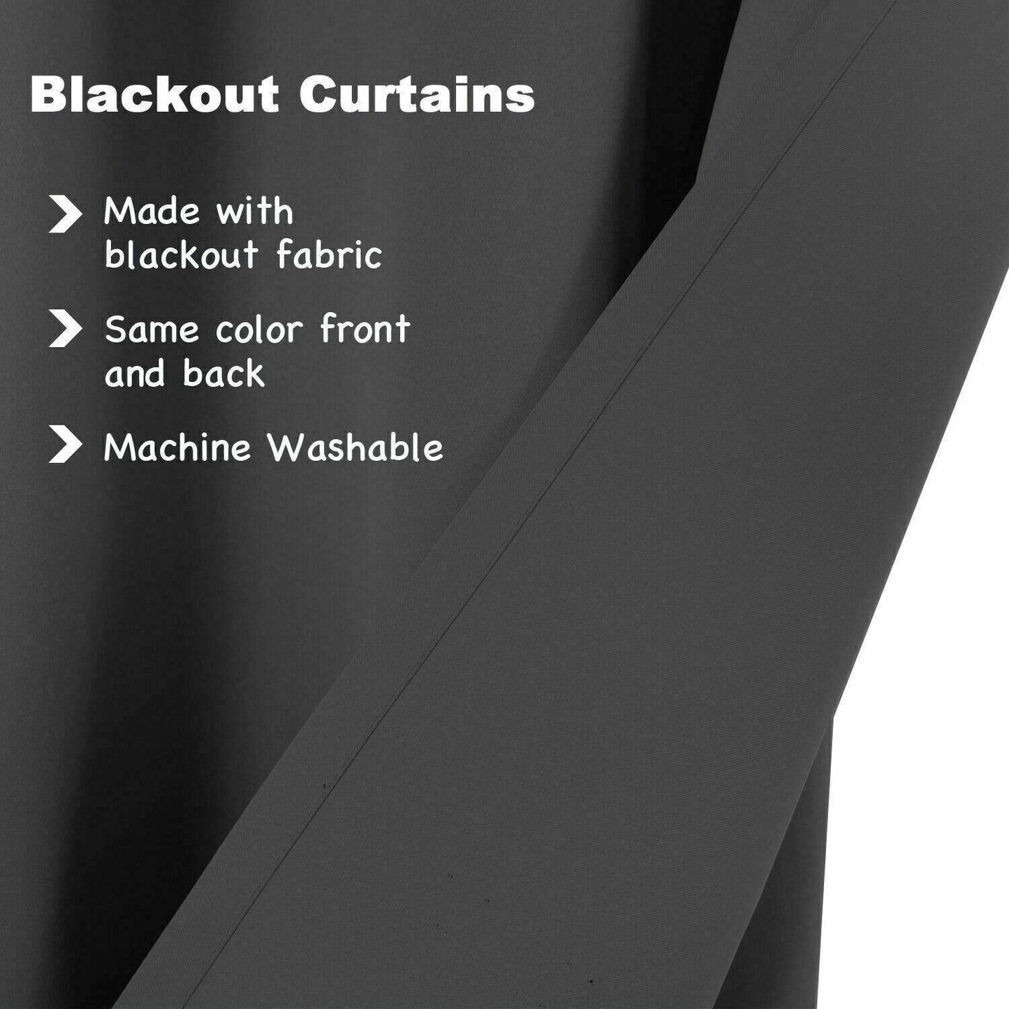 Dark Grey Semi Blackout Curtains 132x213cm - 2pcs Solid Colour Drapes