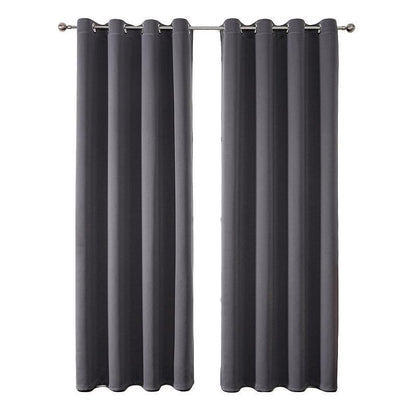Dark Grey Semi Blackout Curtains 132x213cm - 2pcs Solid Colour Drapes