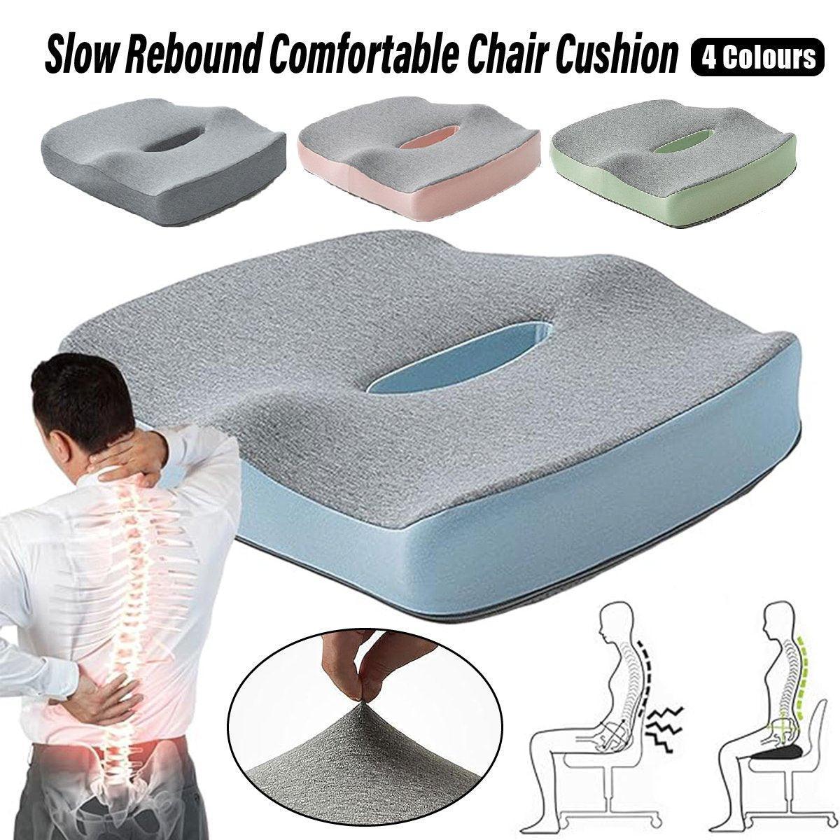 Coccyx Orthopedic Memory Foam Seat Cushion 45x40x7 cm - Ergonomic Support, Blue