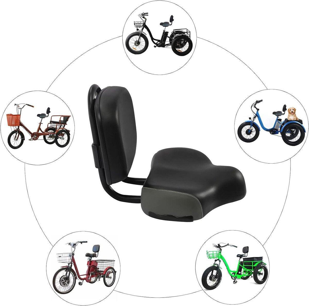 Electric Bicycle Tricycle Seat with Backrest - Comfortable Grey