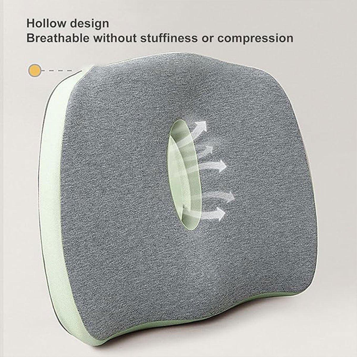 Coccyx Orthopedic Memory Foam Seat Cushion - 45x40x7 cm, Ergonomic Support, Grey