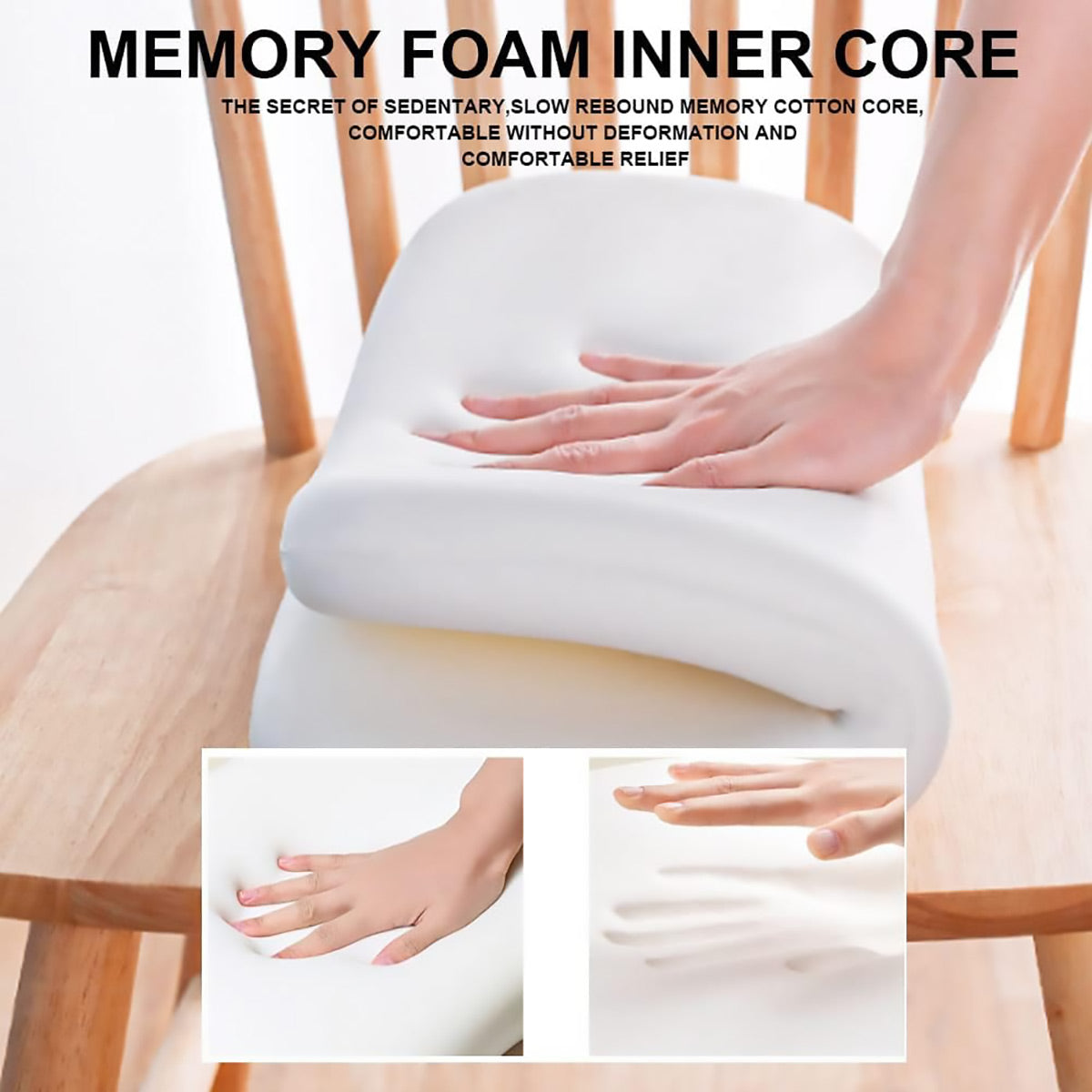 Premium Memory Foam Seat Cushion – Grey 40 x 40cm with Washable Cover