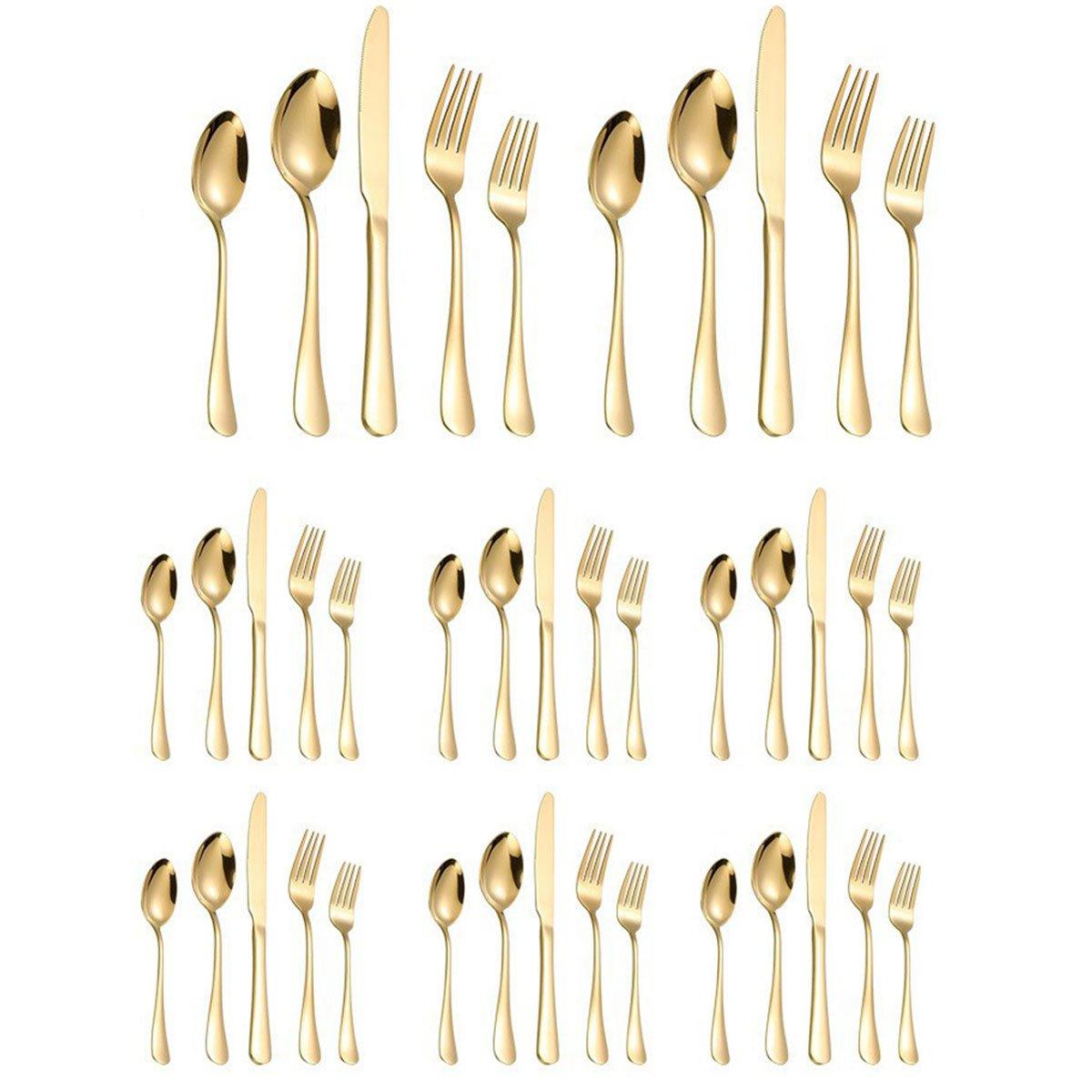 Stainless Steel Cutlery Set 20pcs - Ergonomic, Dishwasher Safe, Gold Finish