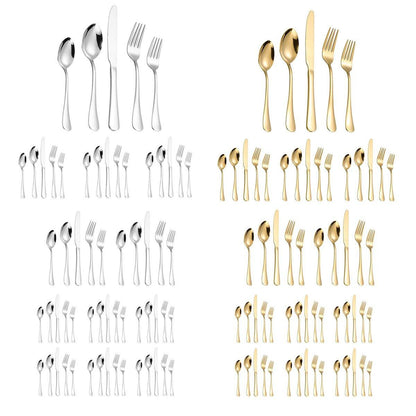 Stainless Steel Cutlery Set 40pcs - Ergonomic, Polished Finish, Gold