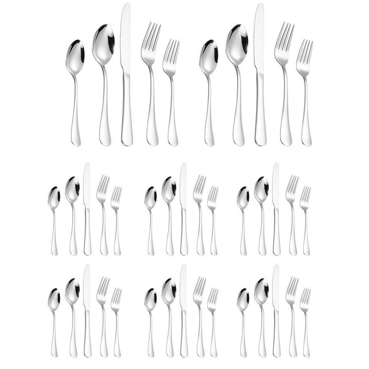 Stainless Steel Cutlery Set 40pcs - Ergonomic, Polished Finish, Gold
