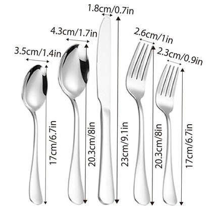 Stainless Steel Cutlery Set 40pcs - Ergonomic, Dishwasher Safe, Silver Finish