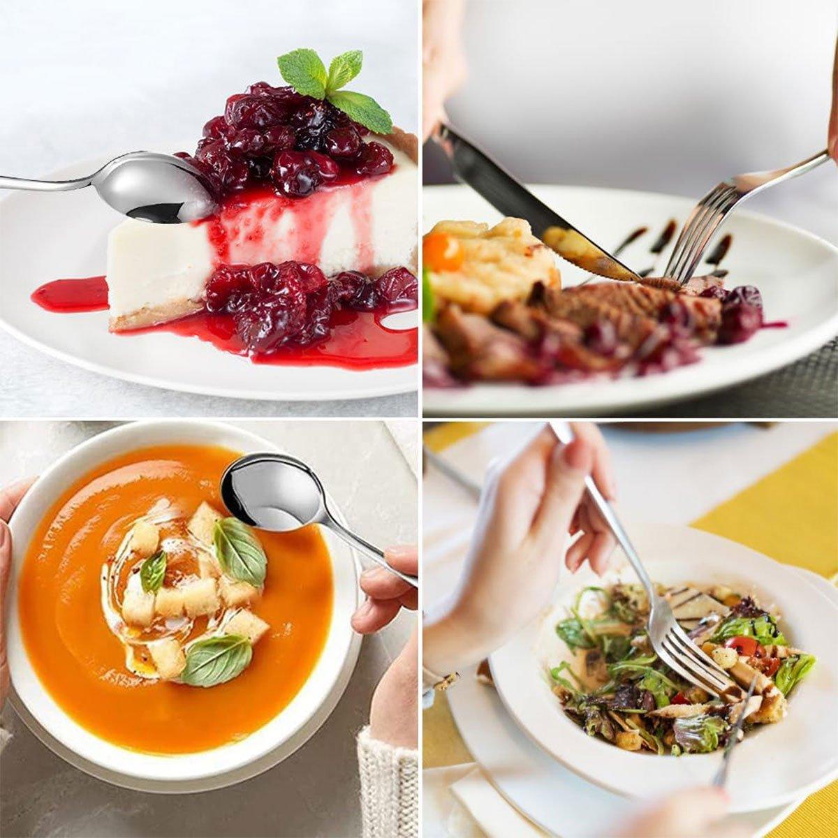 Stainless Steel Cutlery Set 40pcs - Ergonomic, Dishwasher Safe, Silver Finish