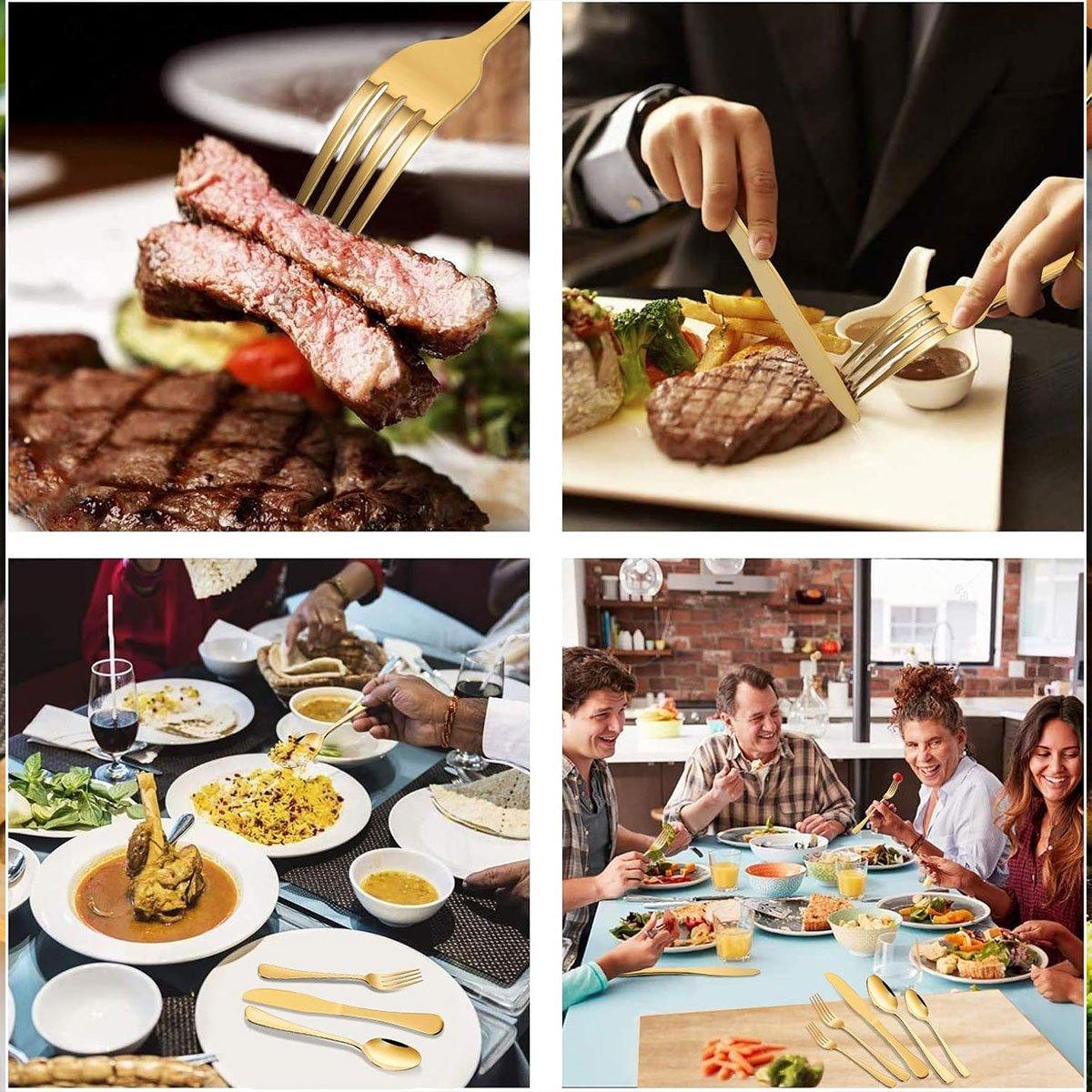 Stainless Steel Cutlery Set 40pcs - Ergonomic, Dishwasher Safe, Silver Finish