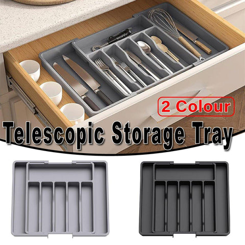 Premium Extendable Cutlery Tray Organiser – Black