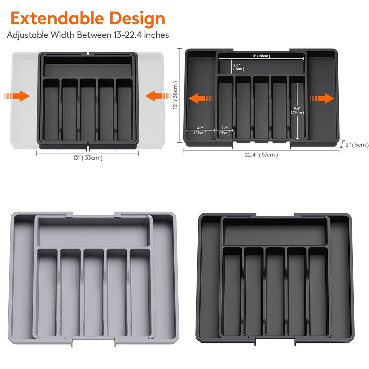 Premium Extendable Cutlery Tray Organiser – Black