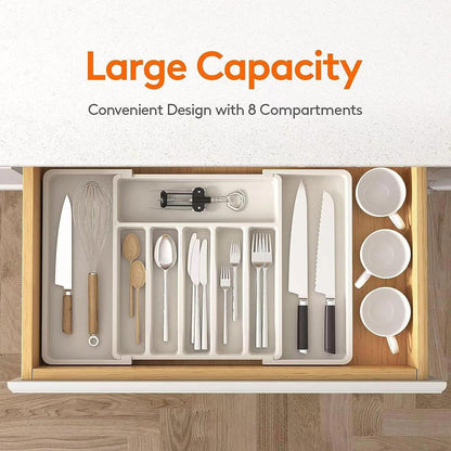 Extendable Cutlery Storage Tray for Kitchen Organization