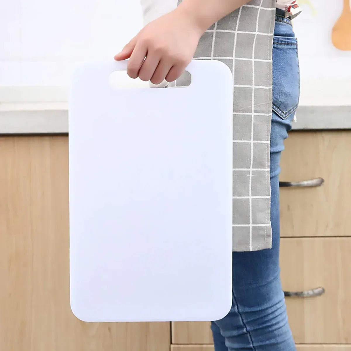 Premium Plastic Cutting Board – White 38 x 24cm with Hanging Hole