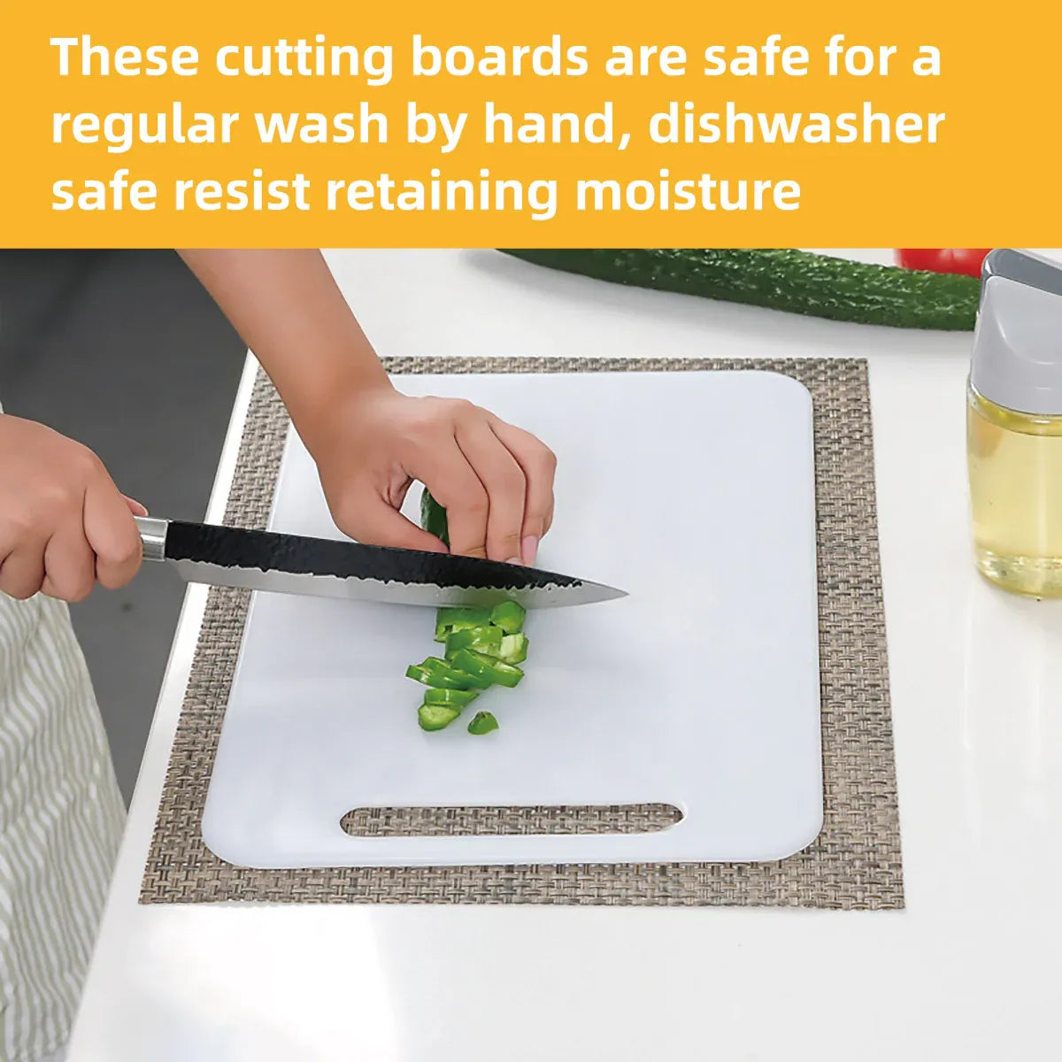 Premium Plastic Cutting Board – White 38 x 24cm with Hanging Hole