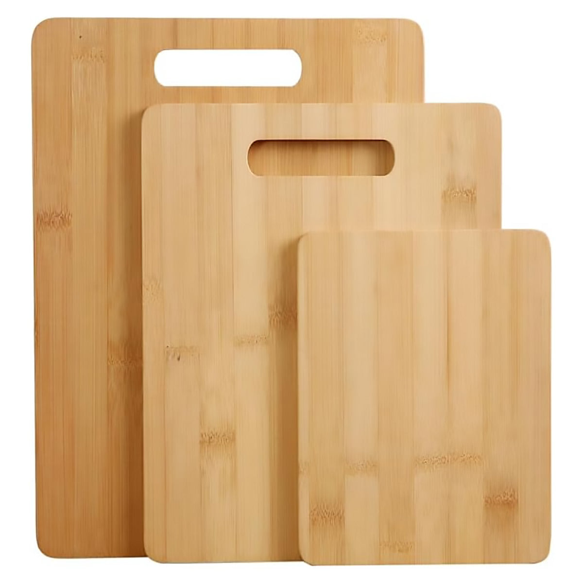 Bamboo Cutting Board Set 3PCS - Natural, Durable, with Handles, Various Sizes