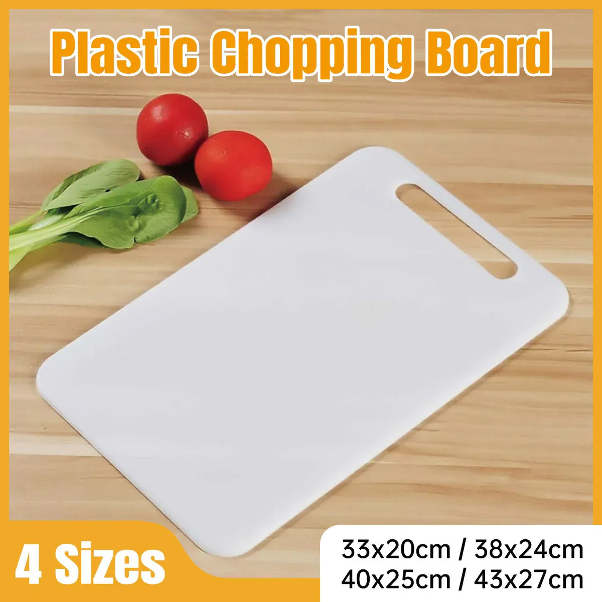 Premium Plastic Cutting Board – White 40 x 25cm with Hanging Hole