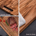 Acacia Wood Cutting Board 34 cm - Durable, Knife-Friendly, with Handle - SuperSaverAU - view 2