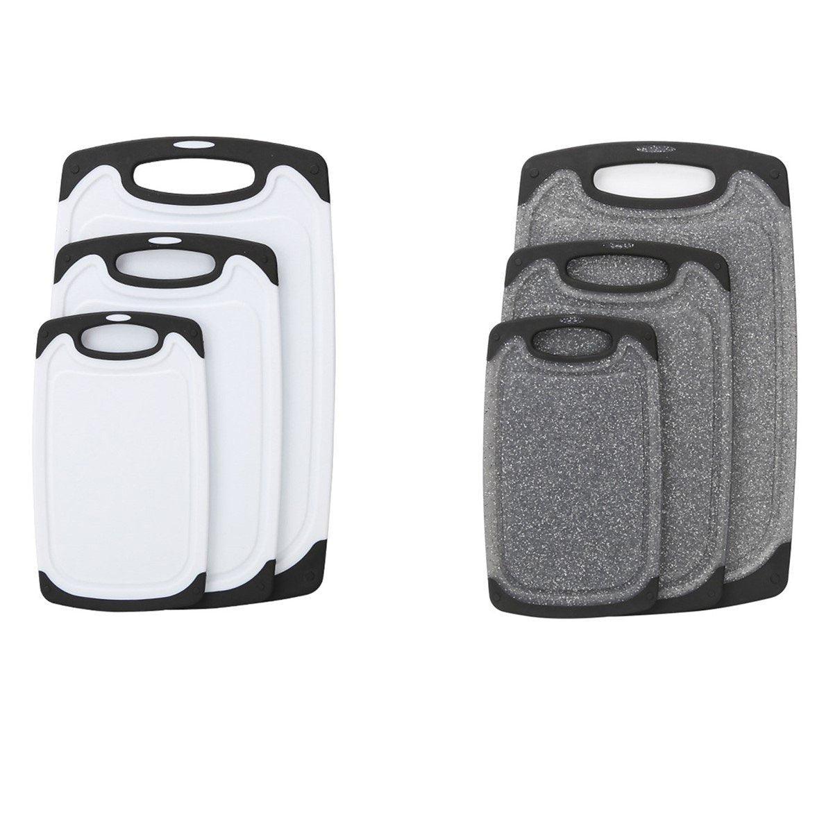 3pcs Wheat Straw Plastic Cutting Board Set Chopping Board Kitchen - Black - SuperSaverAU - view 2