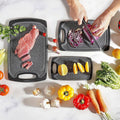 3pcs Wheat Straw Plastic Cutting Board Set Chopping Board Kitchen - Black - SuperSaverAU - view 3