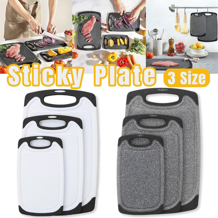 3pcs Wheat Straw Plastic Cutting Board Set Chopping Board Kitchen - White - SuperSaverAU - view 1