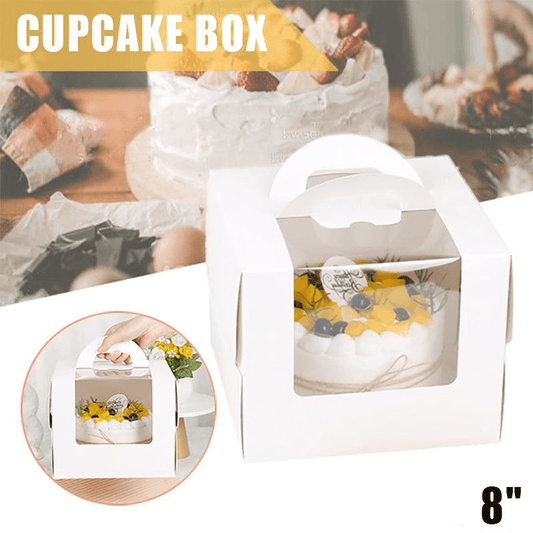 Premium 8-Inch Cake Box with Window - 10PCS for Party & Bakery