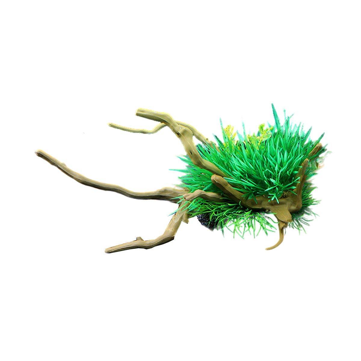 Premium CM2502 Green Aquarium Artificial Wood & Plant Ornament