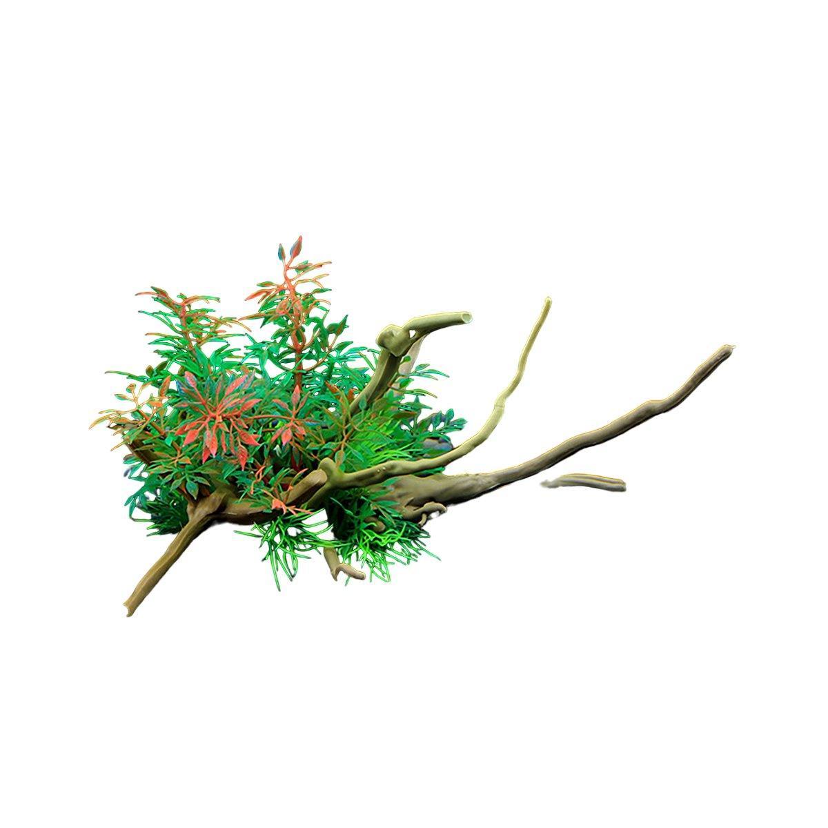 Premium CM2503 Green Aquarium Artificial Wood & Plant Ornament