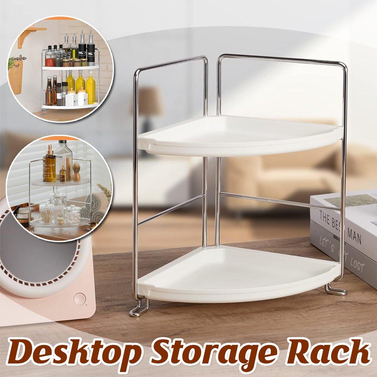 2 Tier Countertop Shelf Organizer - Kitchen Bathroom Office Storage Rack