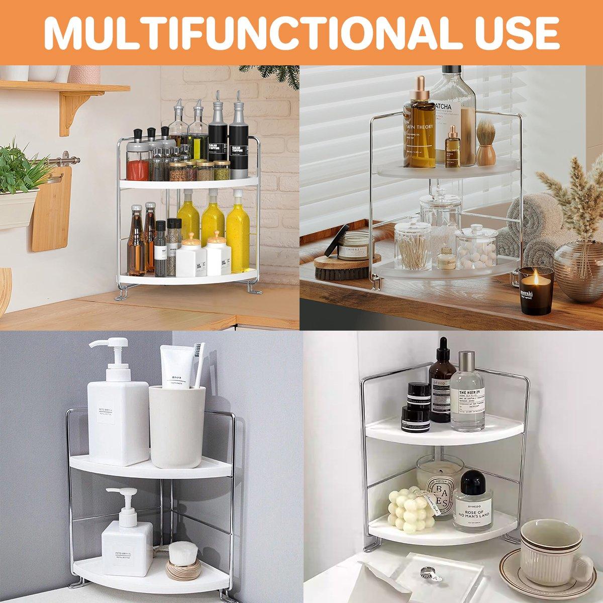 2 Tier Countertop Shelf Organizer - Kitchen Bathroom Office Storage Rack