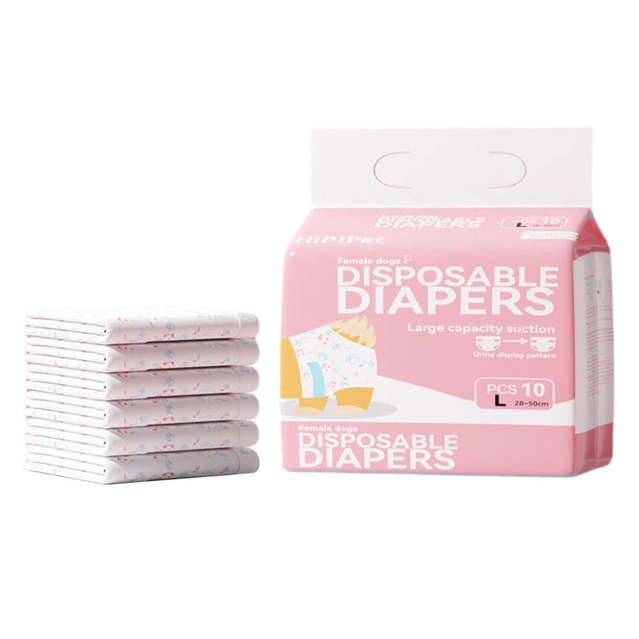 Premium Disposable Female Dog Diapers Leak-Proof - L 10pcs