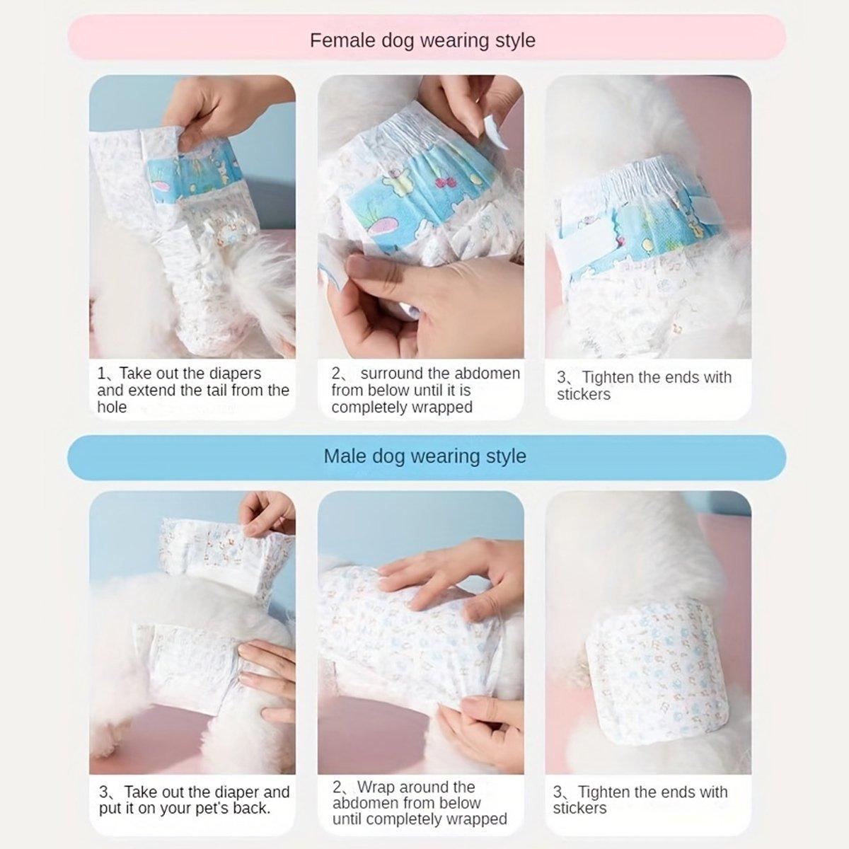 Premium Disposable Male Dog Diapers Leak-Proof - M 10pcs