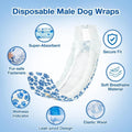 Premium Male Disposable Dog Diapers Leakproof - L, 63-81cm, 10 Pack