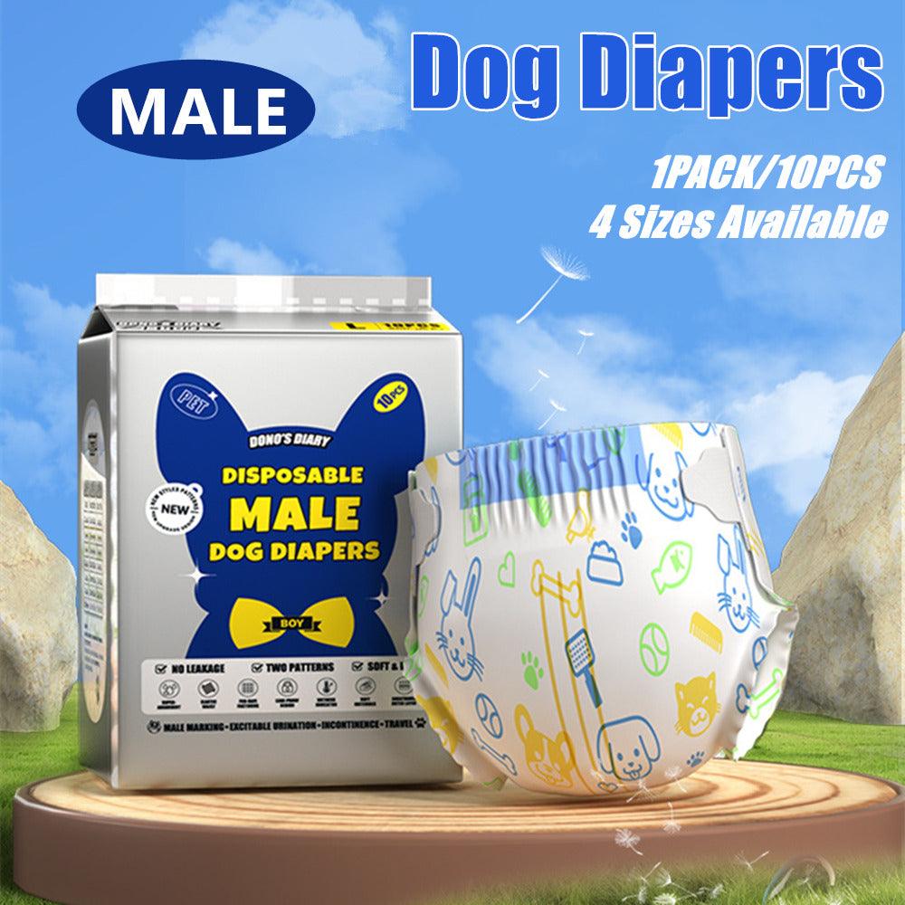 Premium Male Disposable Dog Diapers Leakproof - L, 63-81cm, 10 Pack
