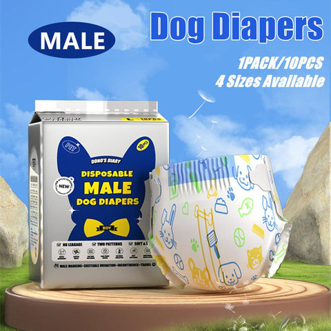 Premium Male Disposable Dog Diapers Leakproof - L, 63-81cm, 10 Pack