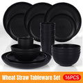 Eco-Friendly 16PCS Wheat Straw Portable Tableware Set - Black, Lightweight & Durable - SuperSaverAU - view 1