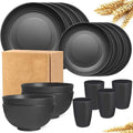 Eco-Friendly 16PCS Wheat Straw Portable Tableware Set - Black, Lightweight & Durable - SuperSaverAU - view 4