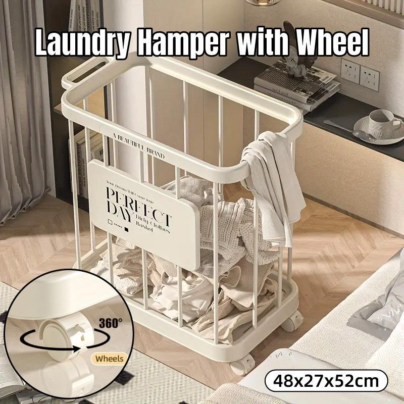 Removable Laundry Basket with 360° Silent Wheels, 18.9 x 10.6 x 20.5 inches, Cream Blast