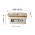 Ceramic Butter Dish Box with Bamboo Lid & Butter Cutter - White - SuperSaverAU - view 2
